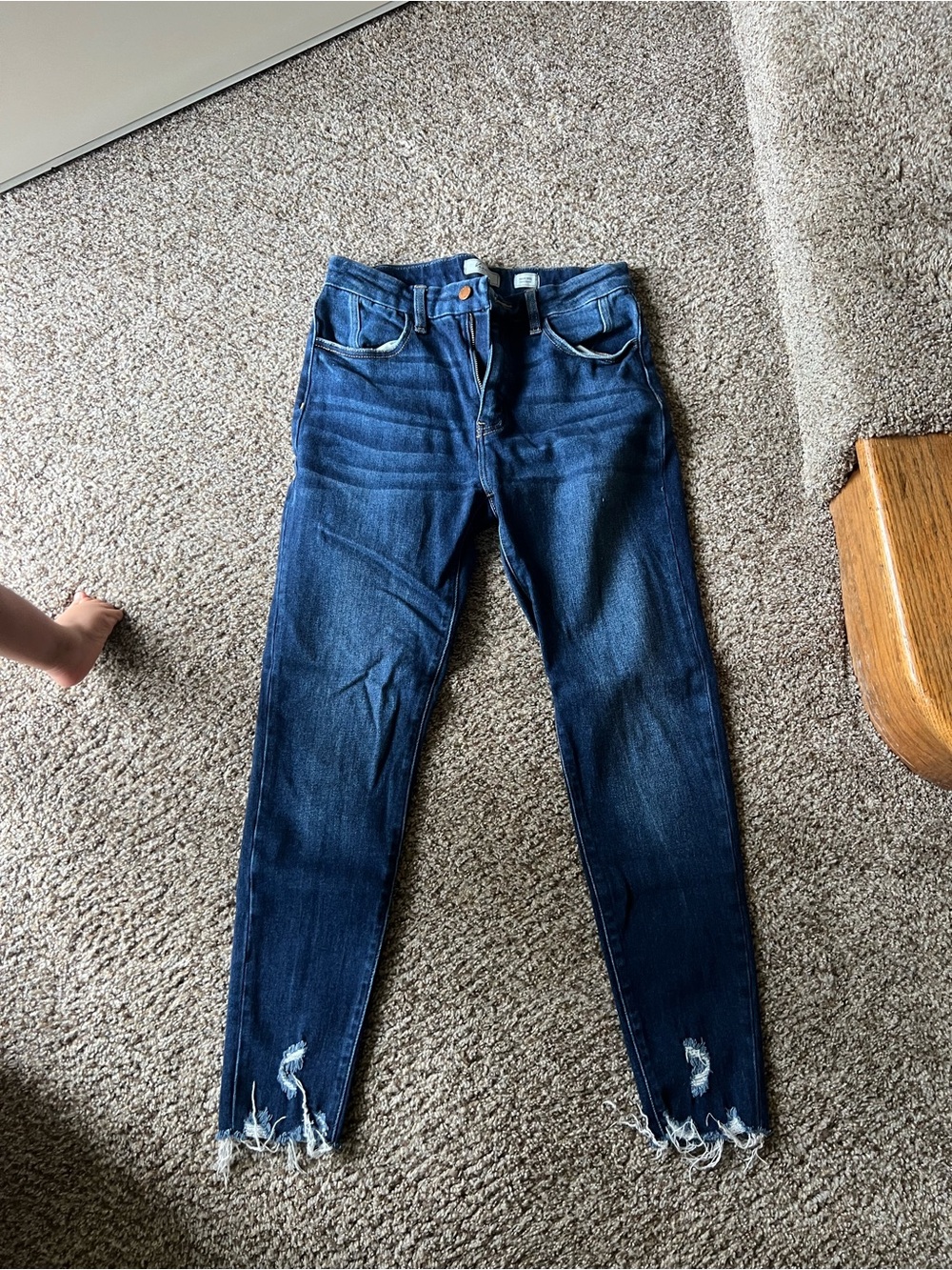 KanCan Dark Blue Distressed Hem Skinny Jeans
